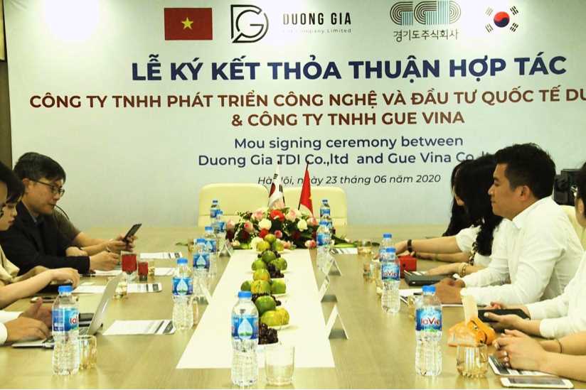 Lễ ký kết thỏa thuận hợp tác giữa Công ty phát triển công nghệ & đầu tư quốc tế DƯƠNG GIA và công ty TNHH GUE VINA Hàn Quốc
